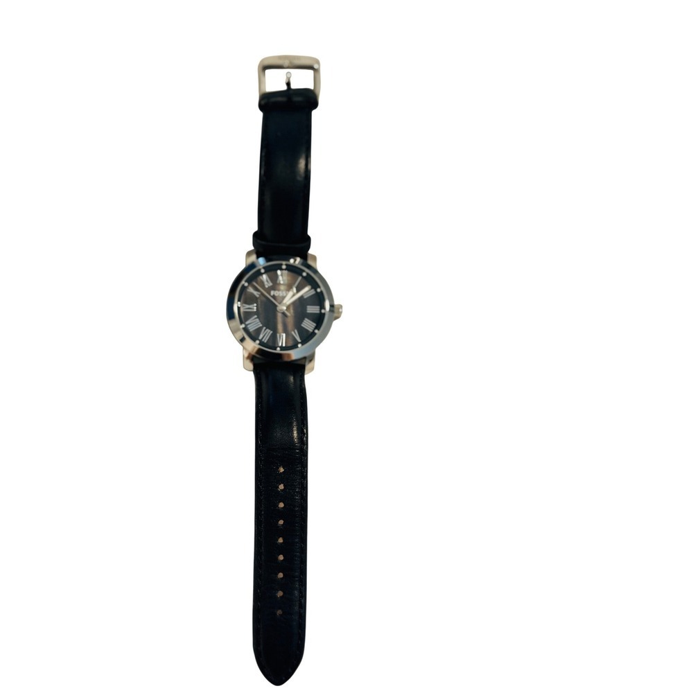 Fossil BQ1231 Fenmore Midsize Watch Grey Dial Roman Numerals Black Leather Strap